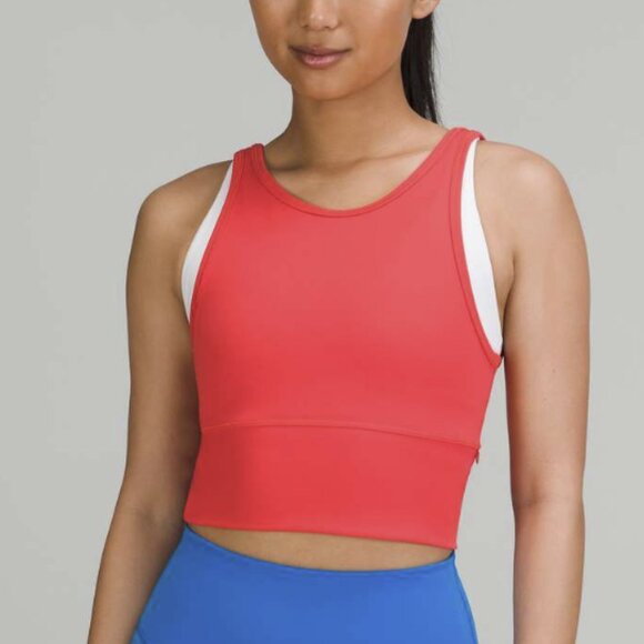 Lululemon Power Pivot Tank Top *Everlux Carnation Red Reversible V-Neck Crop 6 - Picture 1 of 12